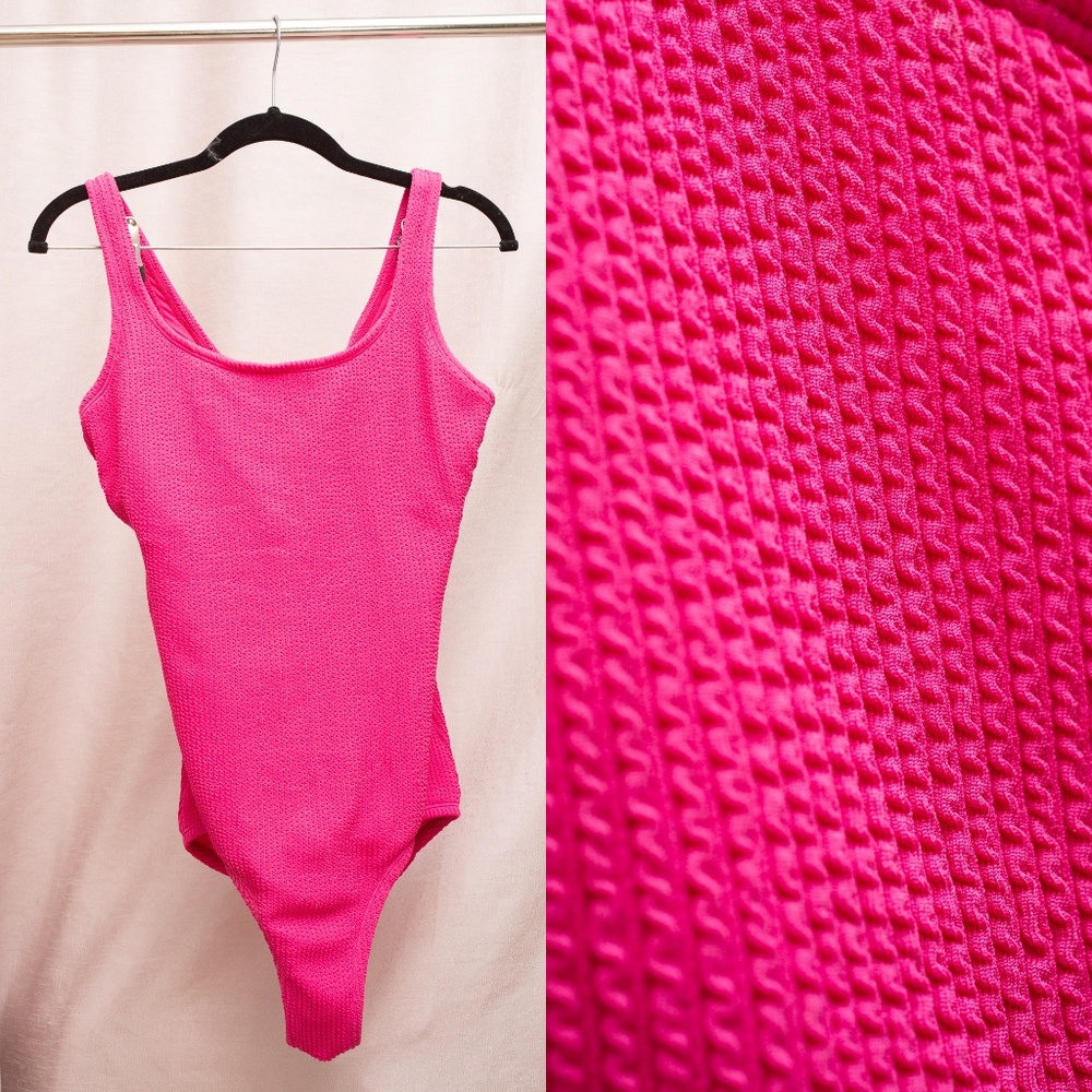 Time and Tru Hot Pink Fuchsia One Piece Lightly Padded Swimsuit Bathing Suit 1X
